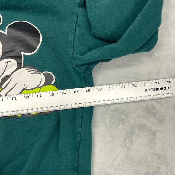Disney Mickey & Co. Sweatshirt Womens Small Green Mickey Mouse Graphic Crew Neck - Picture 4 of 6